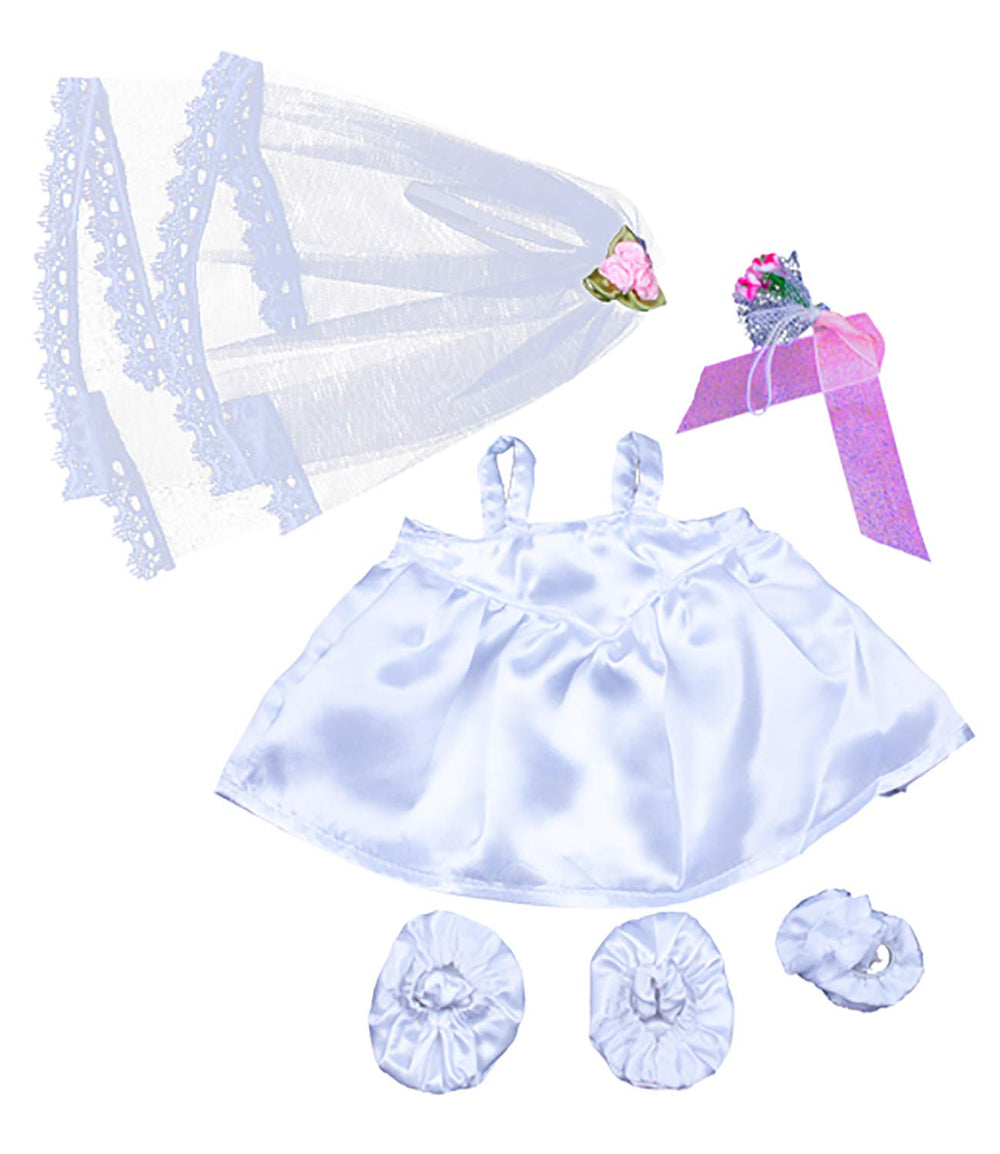 Stuffems Bride Veil and Bouquet outfit on a 14-18 inch plush for wedding-inspired play.