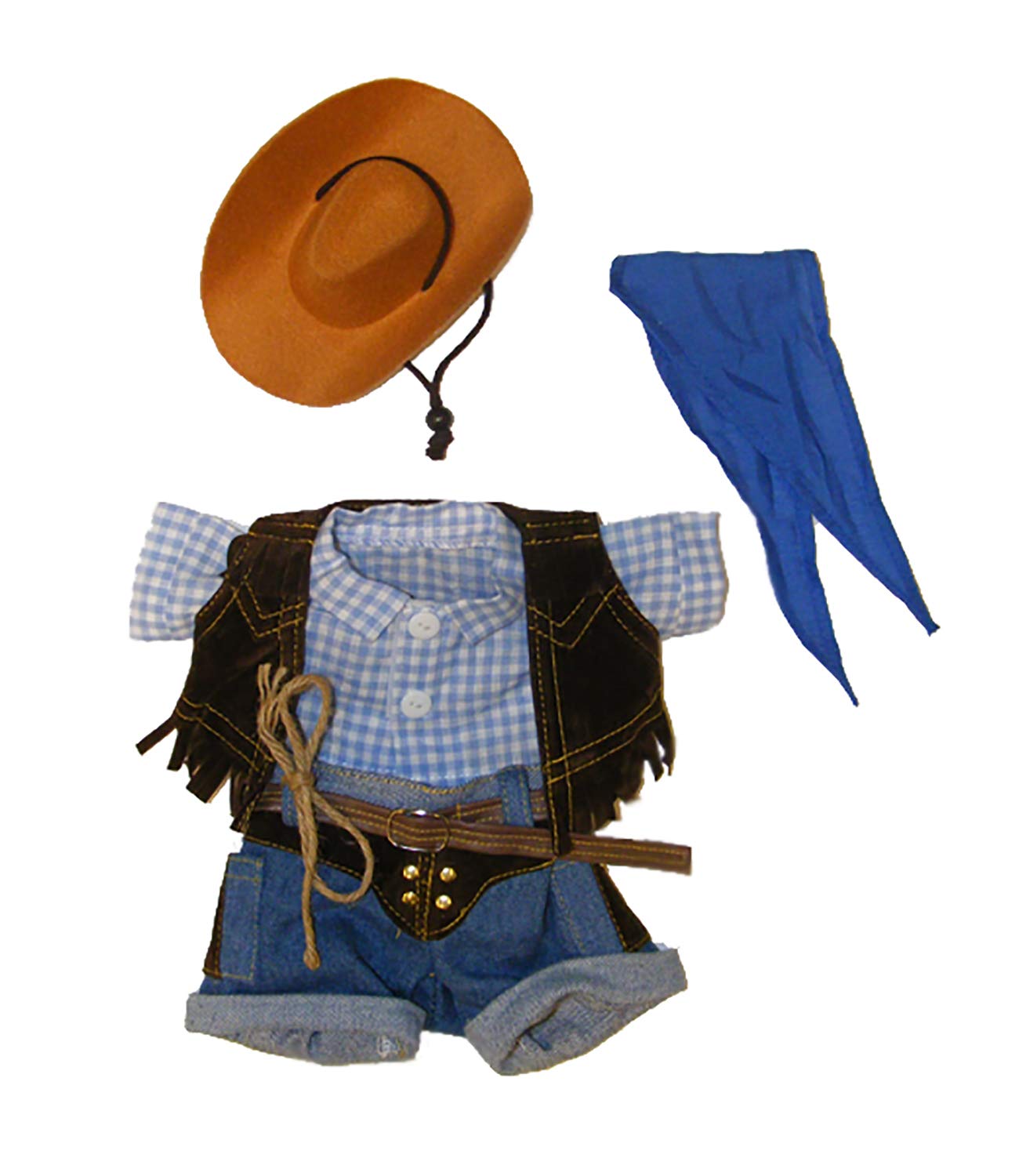 Stuffems Cowboy Outfit hat and buckle close-up with easy-on design