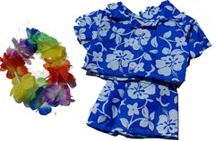Stuffems Toy Shop Hawaiian Boy Flower Lei outfit adds tropical vibe to 14-18 inch dolls