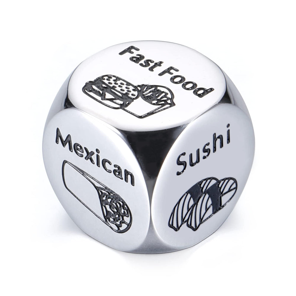 STUNFASSOO food choice dice on table ready to decide dinner for Valentine's Day date night