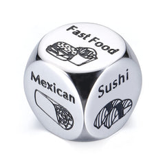 STUNFASSOO food choice dice on table ready to decide dinner for Valentine's Day date night