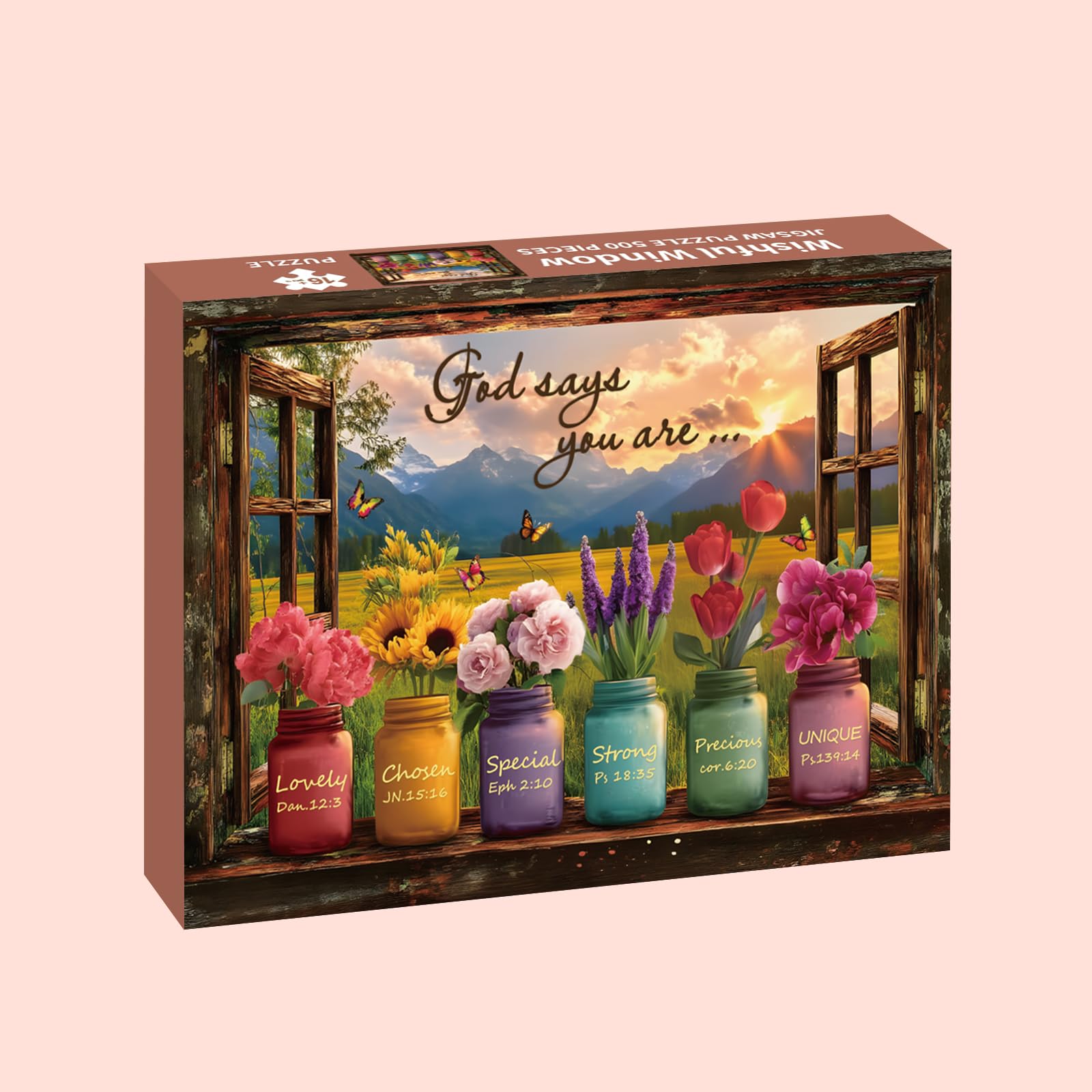 STYISHANG Wishful Window features seven colorful jars on the sill, perfect for shared, relaxing puzzling moments.