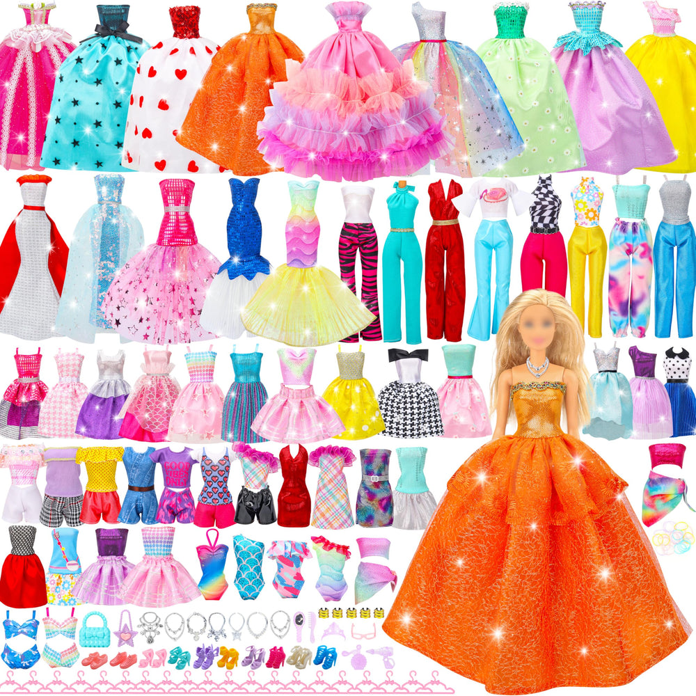 Style Shine 90 Pcs doll clothes pack for imaginative dress-up play.