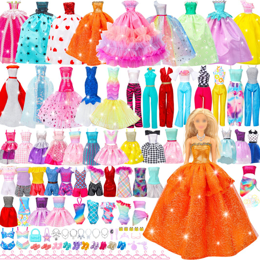 Style Shine 90 Pcs doll clothes pack for imaginative dress-up play.