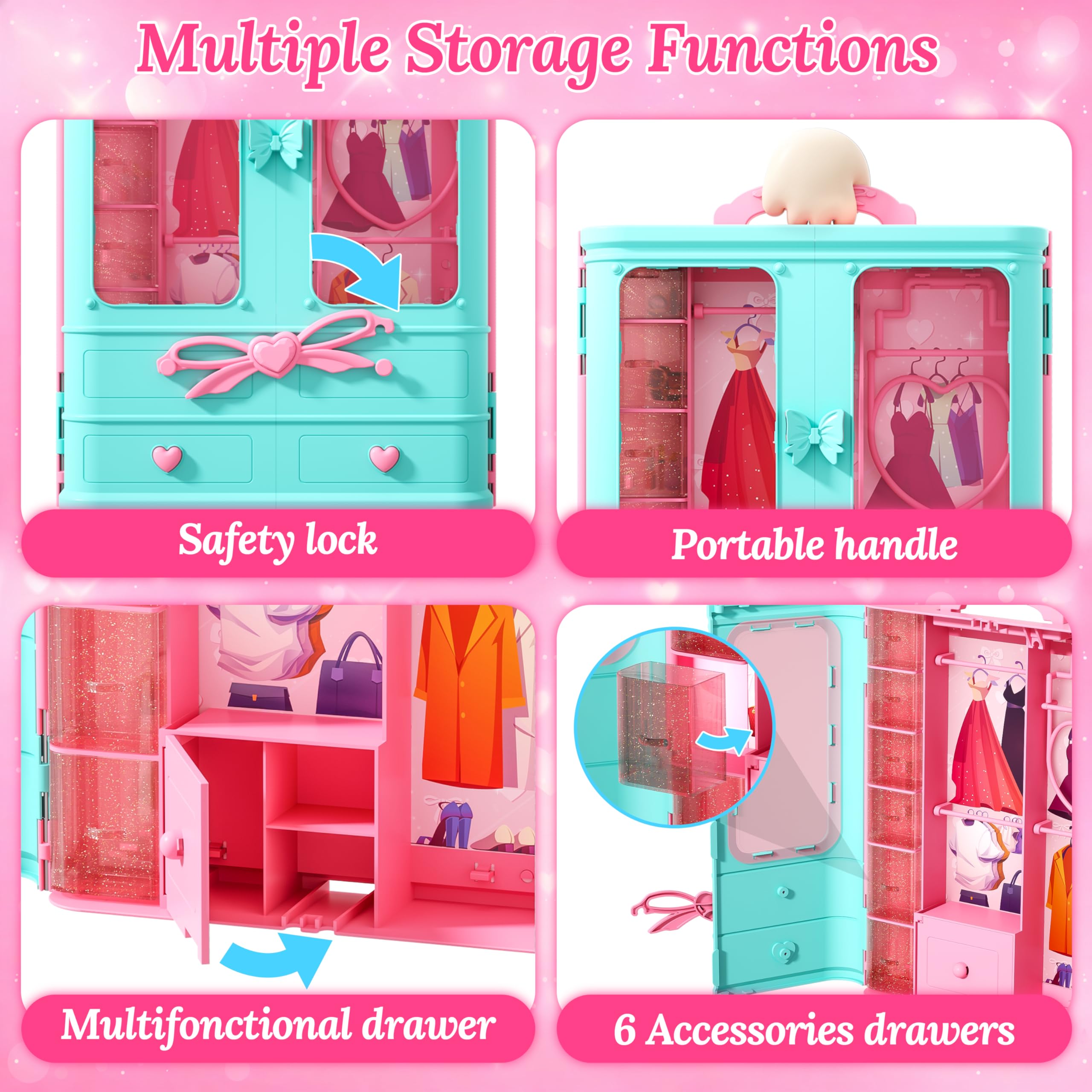 Style Shine accessories and hangers organize outfits, making playtime neater and more imaginative