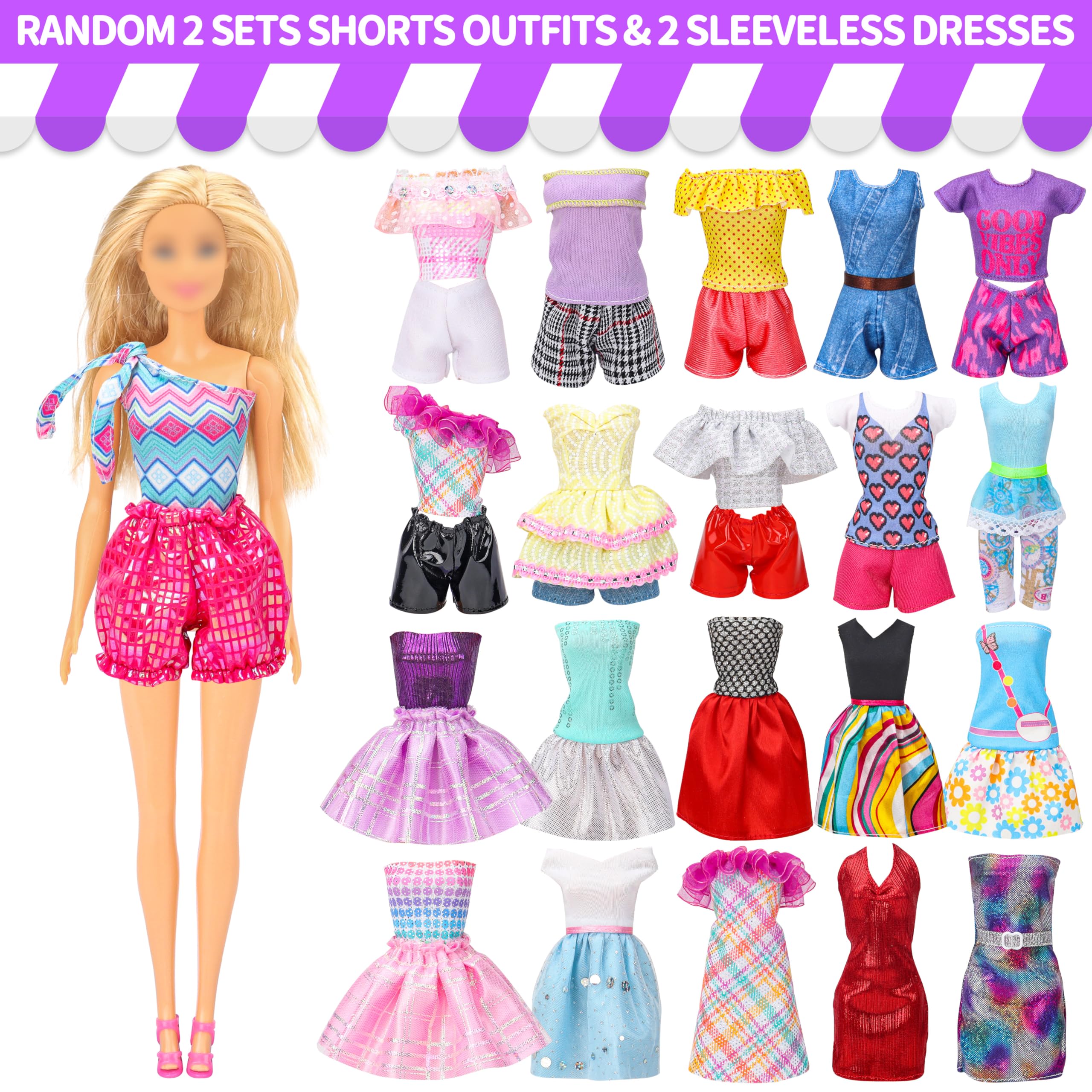 Style Shine casual outfits top and pants for quick dress-up play.