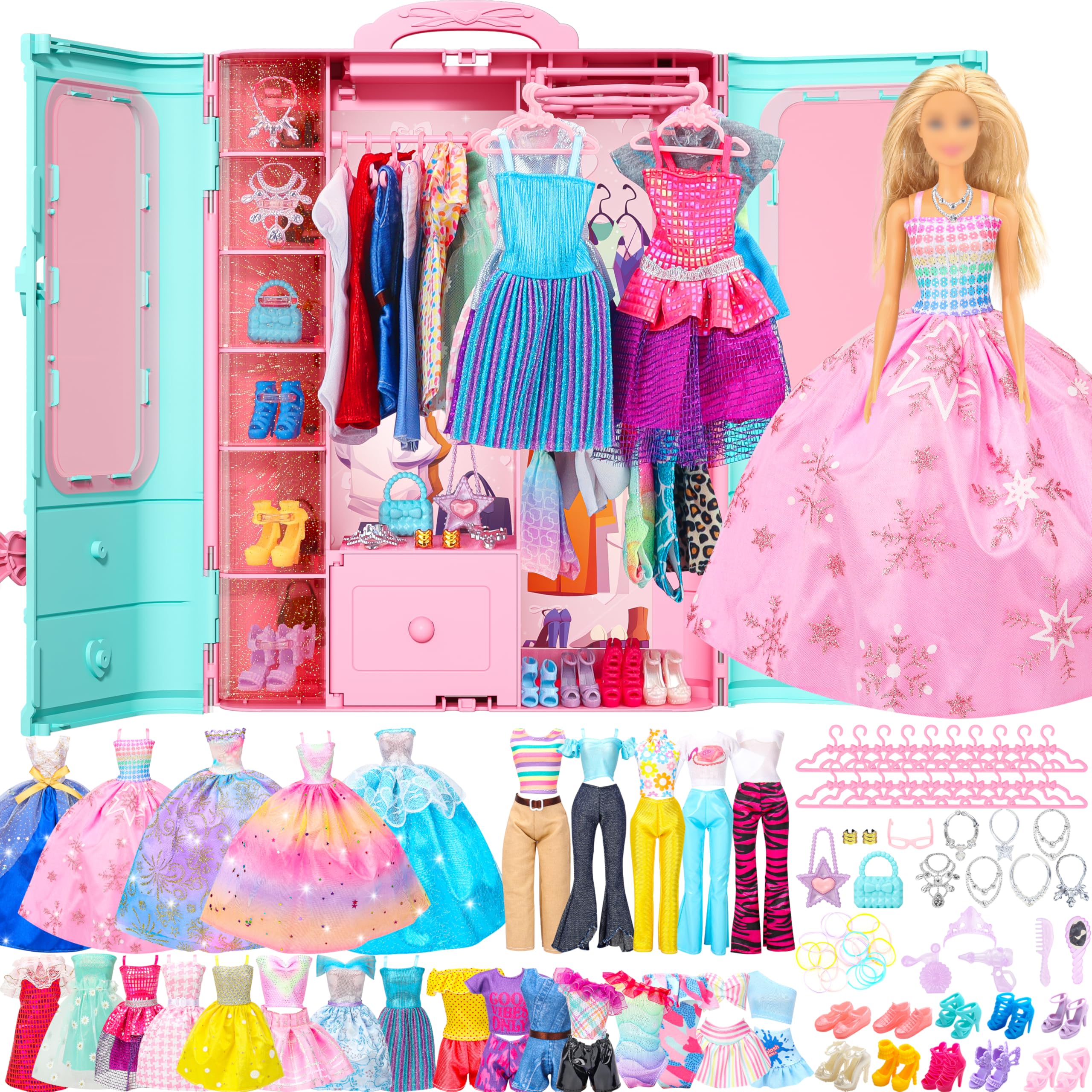 Style Shine doll closet packaging showcases the complete playset for gifting