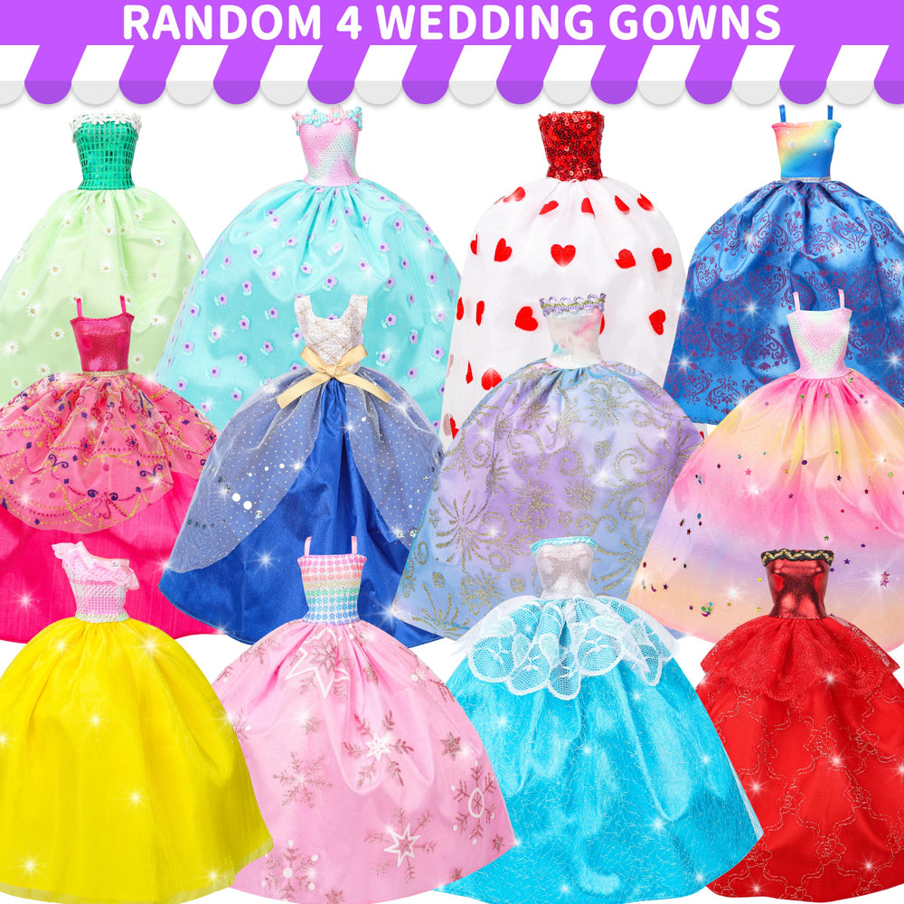 Style Shine evening dresses for dolls, creating elegant pretend moments.