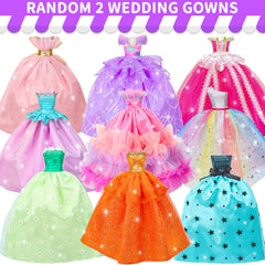 Style Shine wedding gowns show elegant doll fashion for pretend ceremonies.