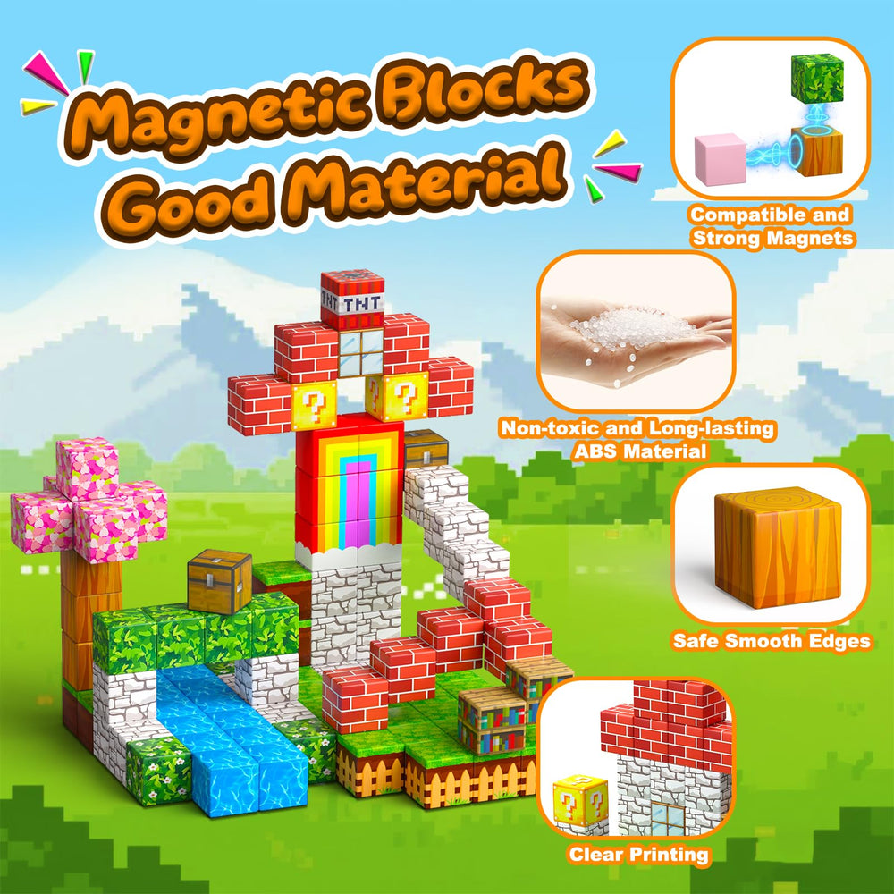 Styleeasy magnetic blocks show bright colors and patterns to spark imagination.