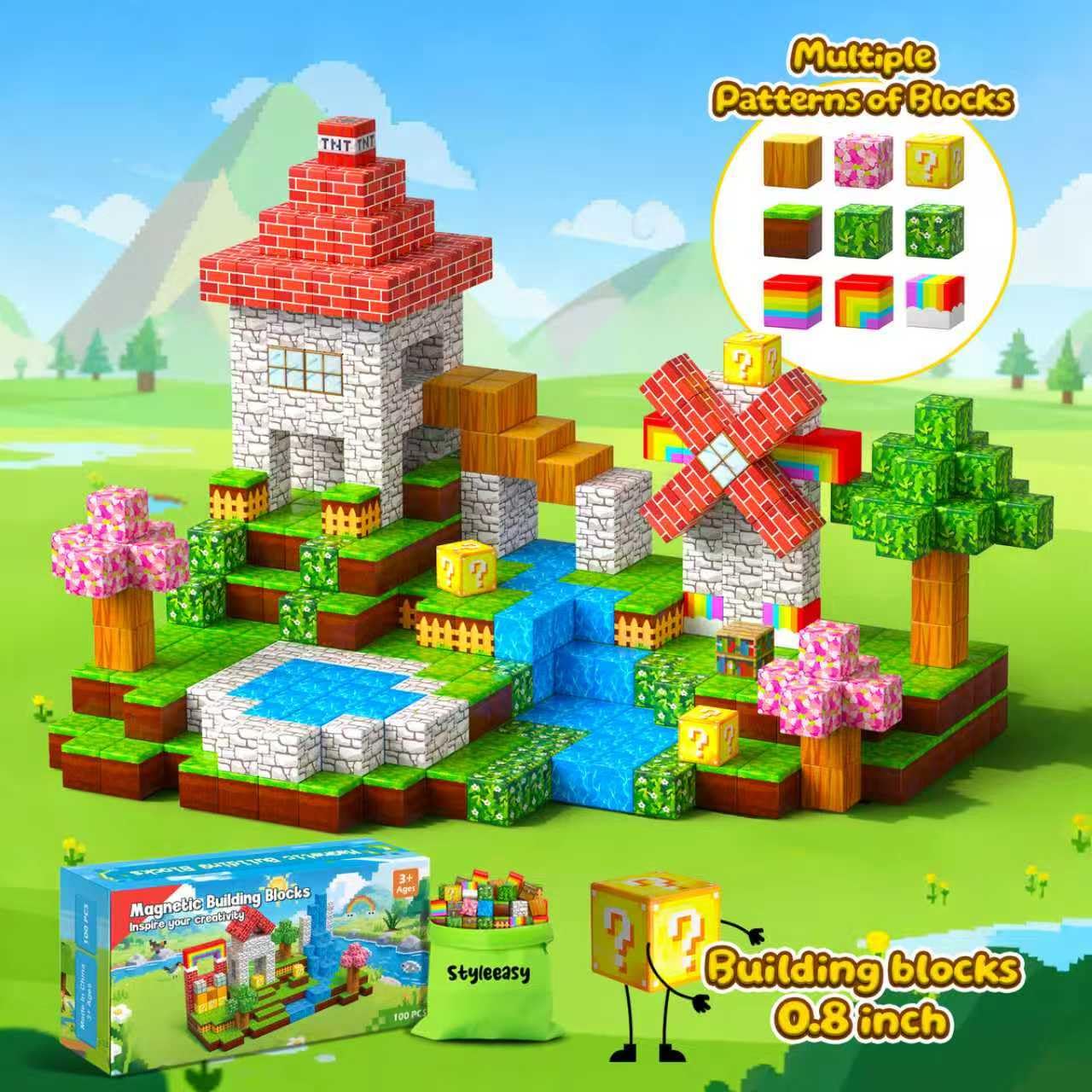 Styleeasy magnetic blocks storage bag keeps pieces organized for quick play.