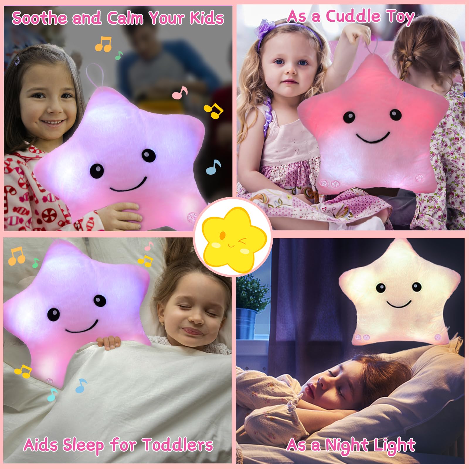 Subao Night Light Cushion glows in color to ease darkness.