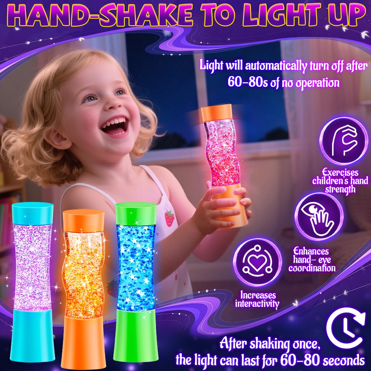 Subao sensory bottle with liquid fillings offers calming visual motion.