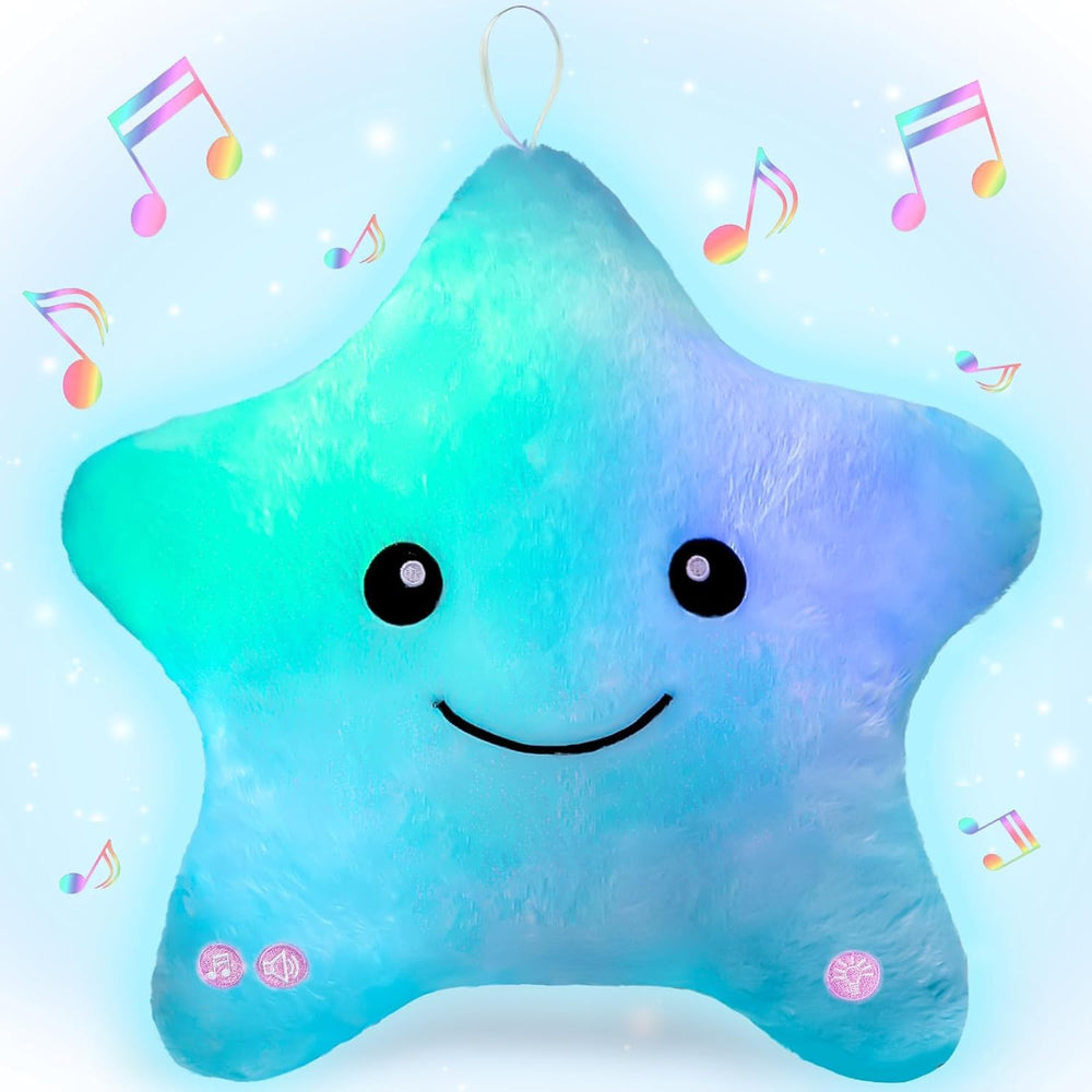 Subao sensory star pillow blue glows softly for bedtime comfort