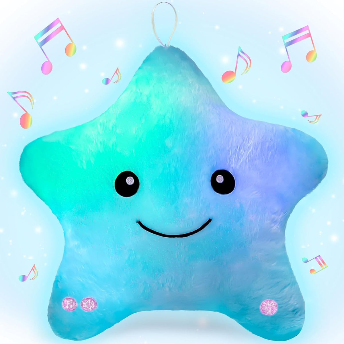 Subao sensory star pillow blue glows softly for bedtime comfort