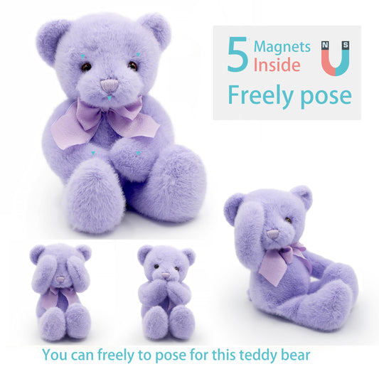 suepcuddly purple plush bear close-up highlighting soft fur and cuddly feel