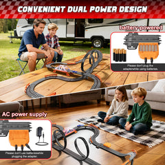 SUFICY four-car-set includes colorful cars for diverse racing styles.