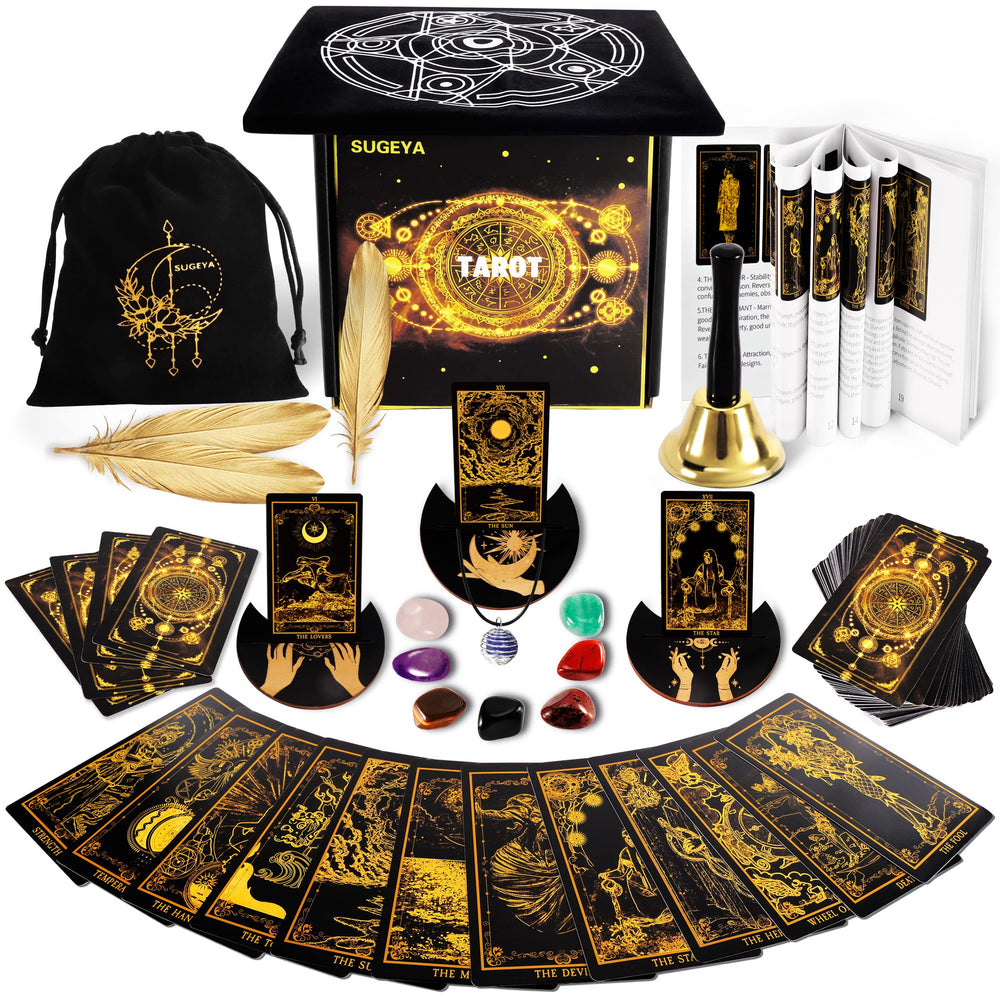 SUGEYA 78 tarot cards deck with bold black design for reliable reading.