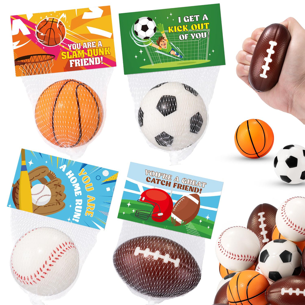 Suhctuptx 24-pack sports stress balls for kids, ideal classroom Valentine exchanges