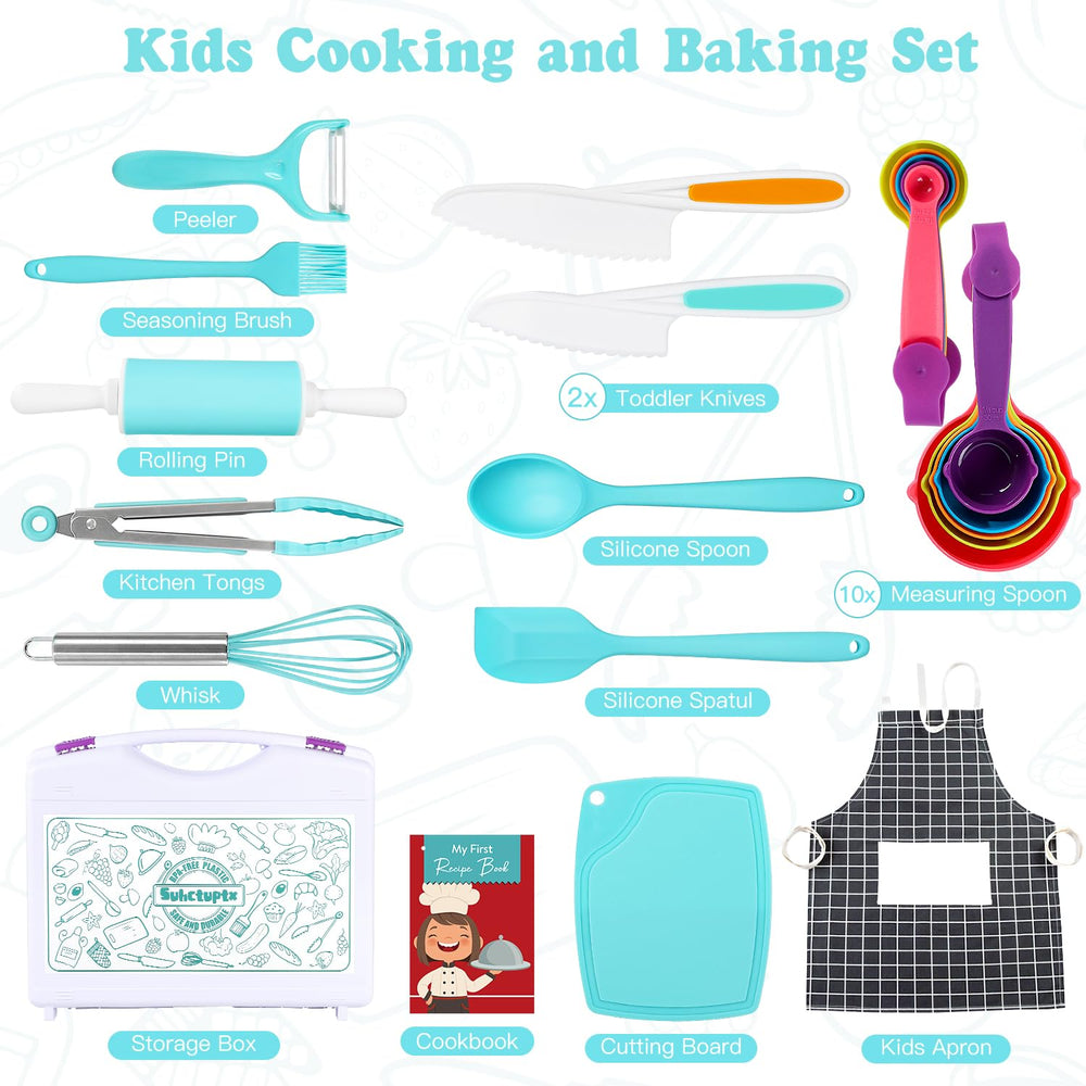 Suhctuptx Kids Cooking Set cookbook with kid-friendly recipes