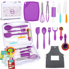 Suhctuptx kids cooking set storage box keeps tools organized for easy cleanup.
