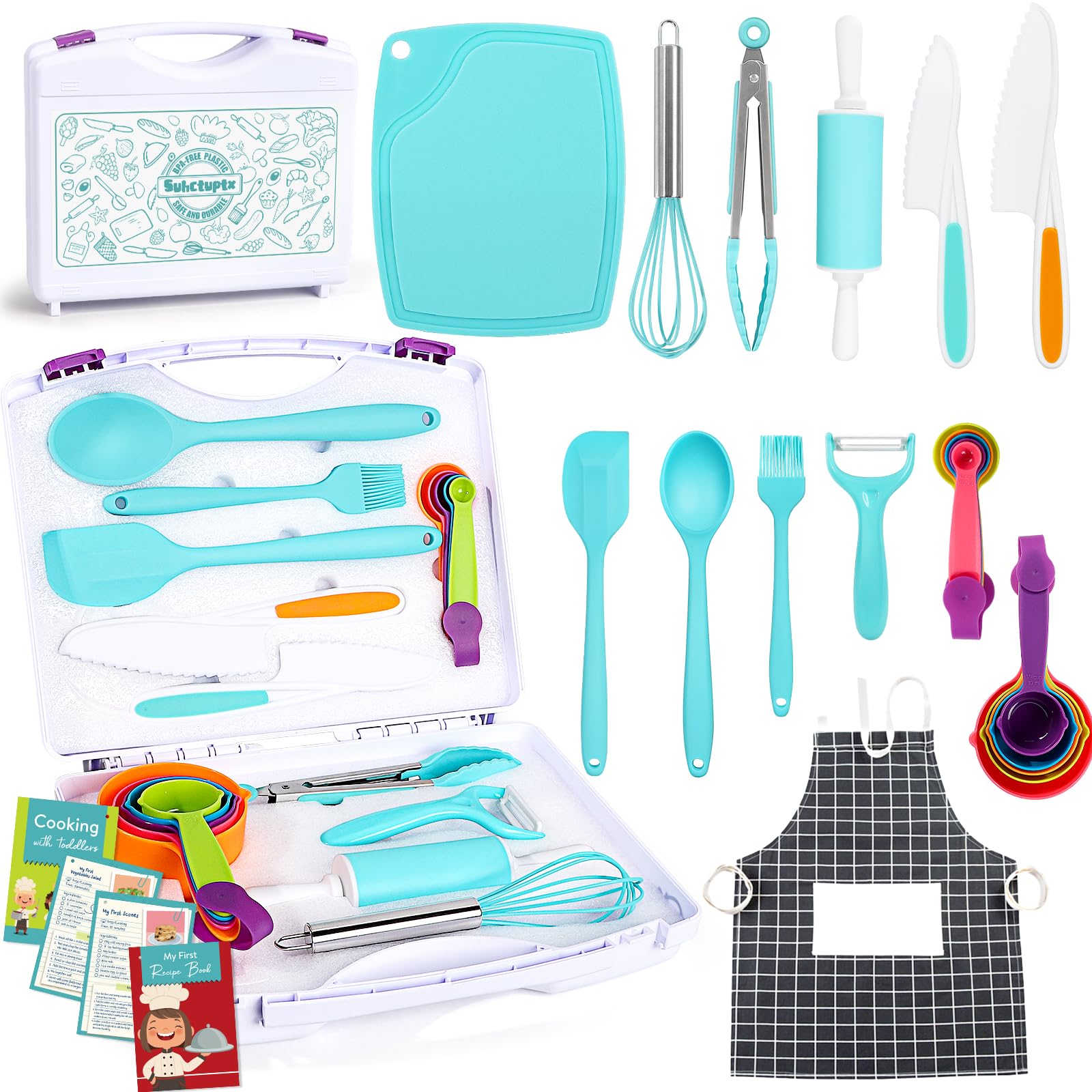 Suhctuptx Kids Cooking Set storage case organized for family cooking sessions