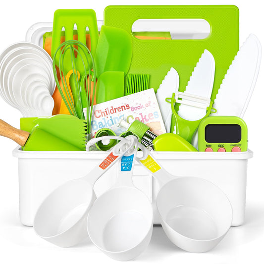 Suhctuptx Kids Cooking Sets storage case keeps tools organized for quick cleanup.