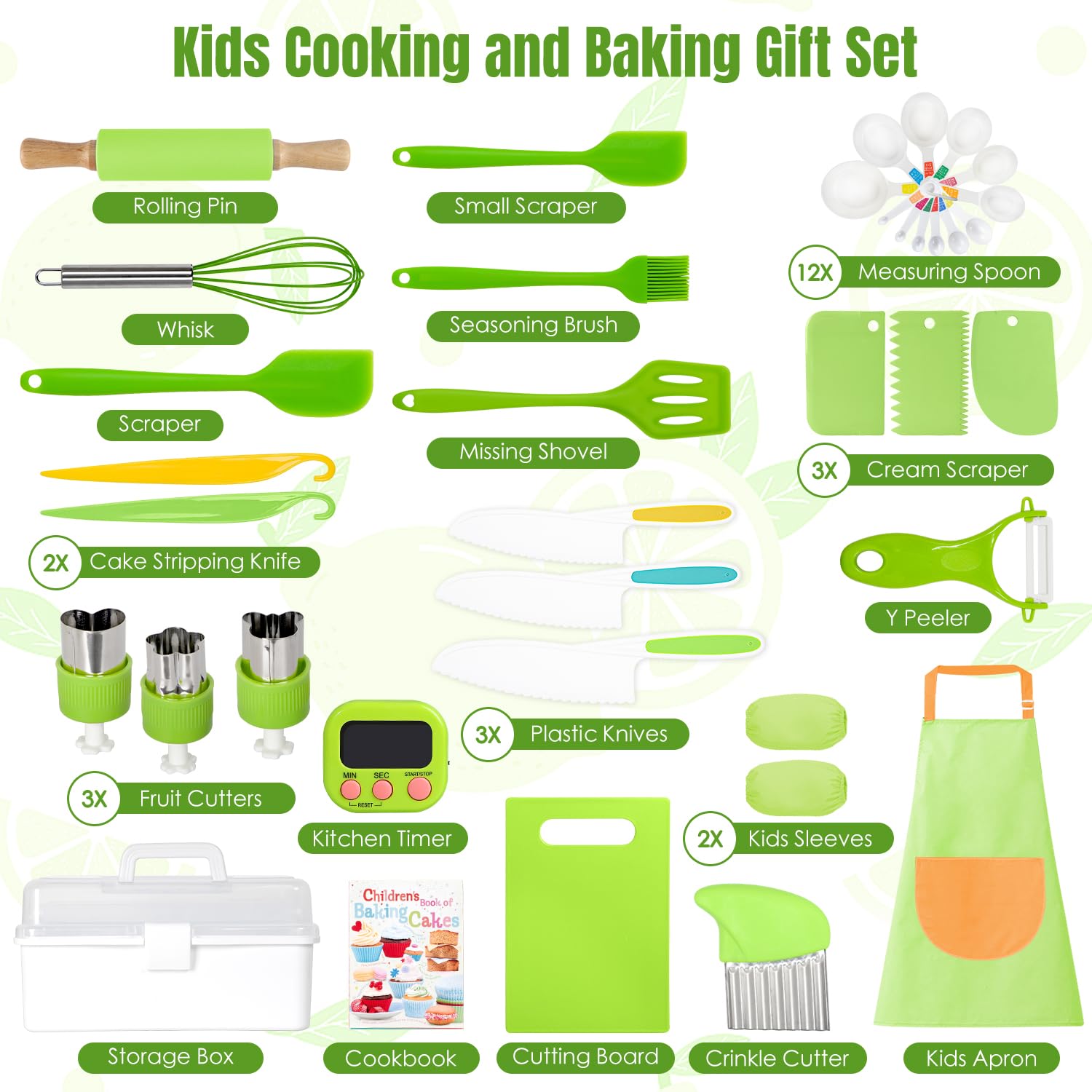Suhctuptx Kids Cooking Sets utensils designed for easy grip and safe use.
