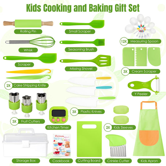 Suhctuptx Kids Cooking Sets utensils designed for easy grip and safe use.