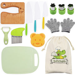 Suhctuptx wooden kids knife set for safe hands-on practice.