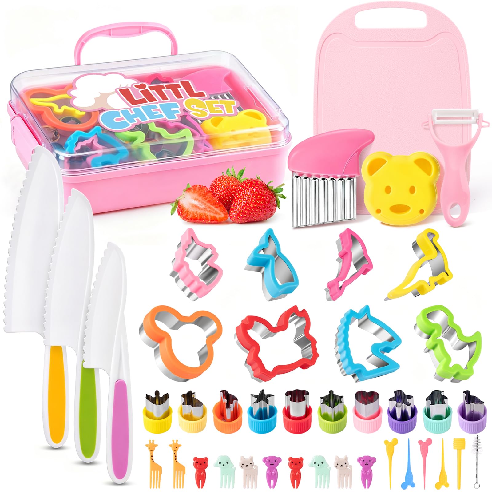 Suhctuptx toddler knife set with cutting board for safe real cooking play