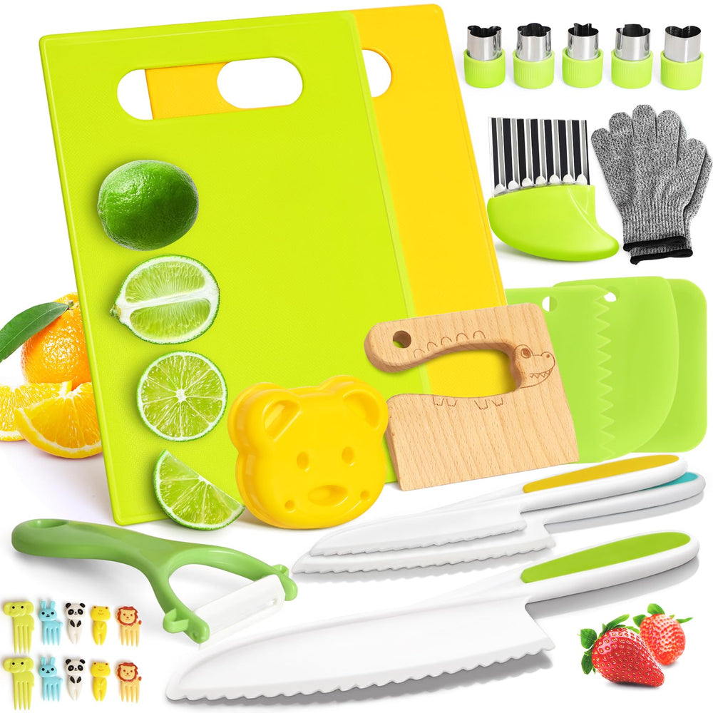 Suhctuptx toddler wooden knife for safe, hands-on cooking practice