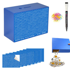 Suifaly wooden money-saving box with blue finish shows visual progress toward goals.