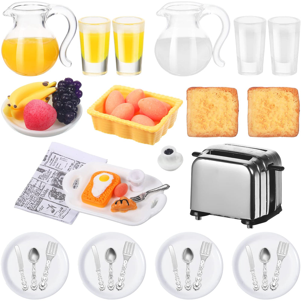 Suilung miniature toast machine with two slices adds realism to dollhouse breakfast scenes.