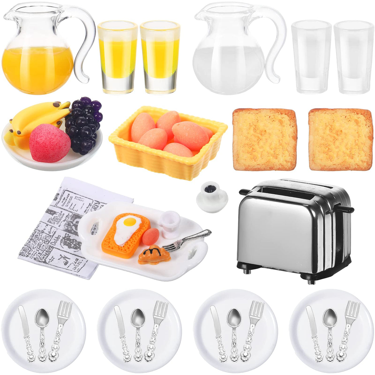 Suilung miniature toast machine with two slices adds realism to dollhouse breakfast scenes.