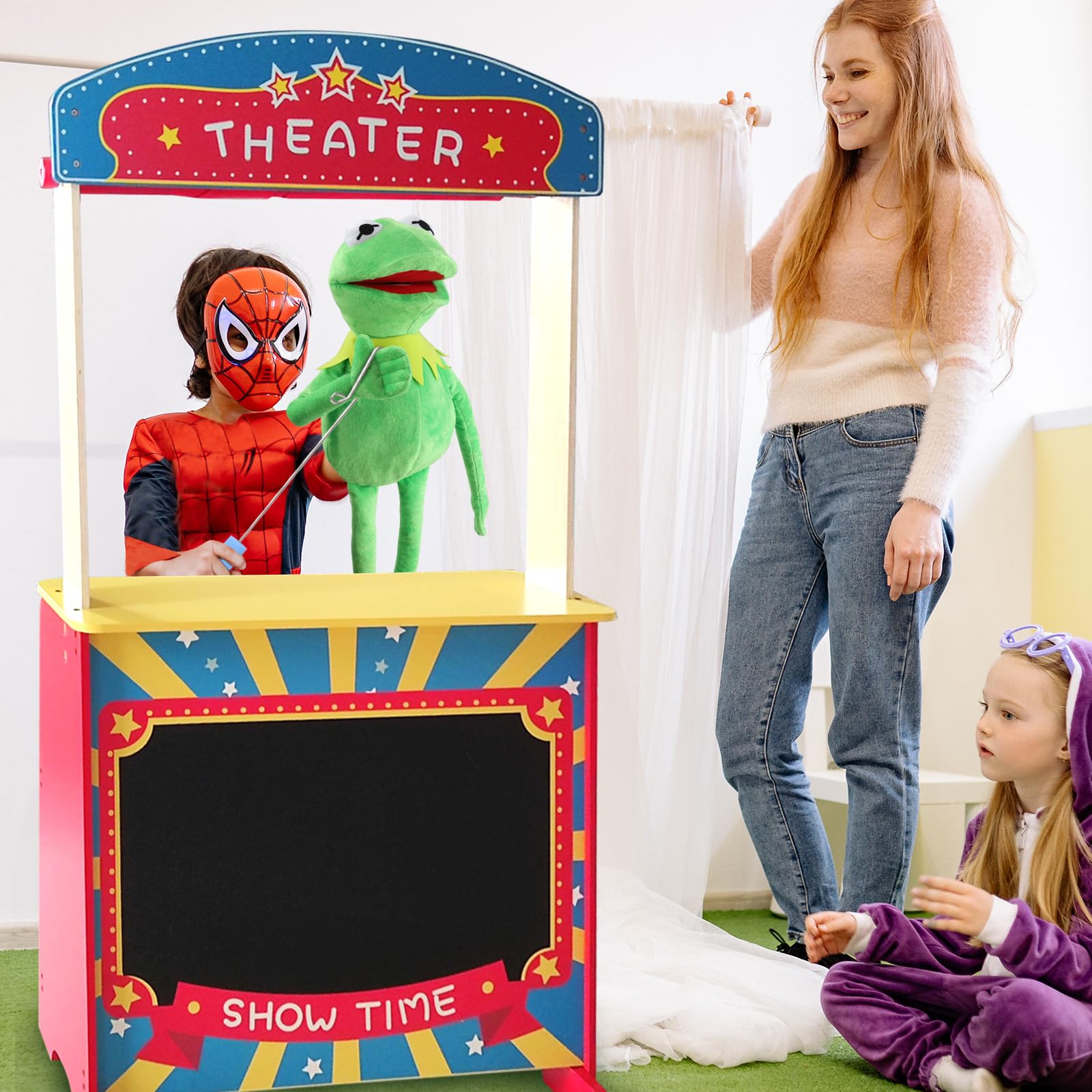 Soft plush frog fabric with a comfortable grip for kid friendly handling