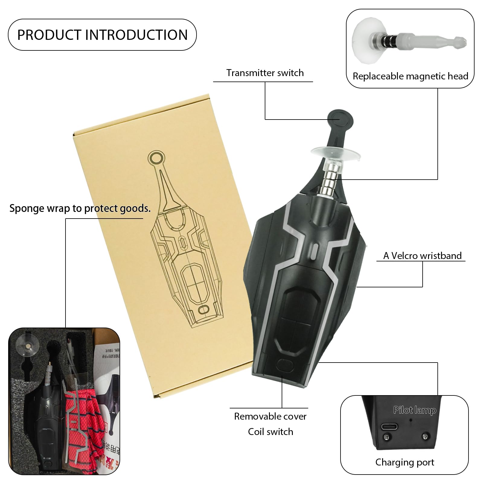 SUIZU Web Shooters gloves set provides secure grip during launches.