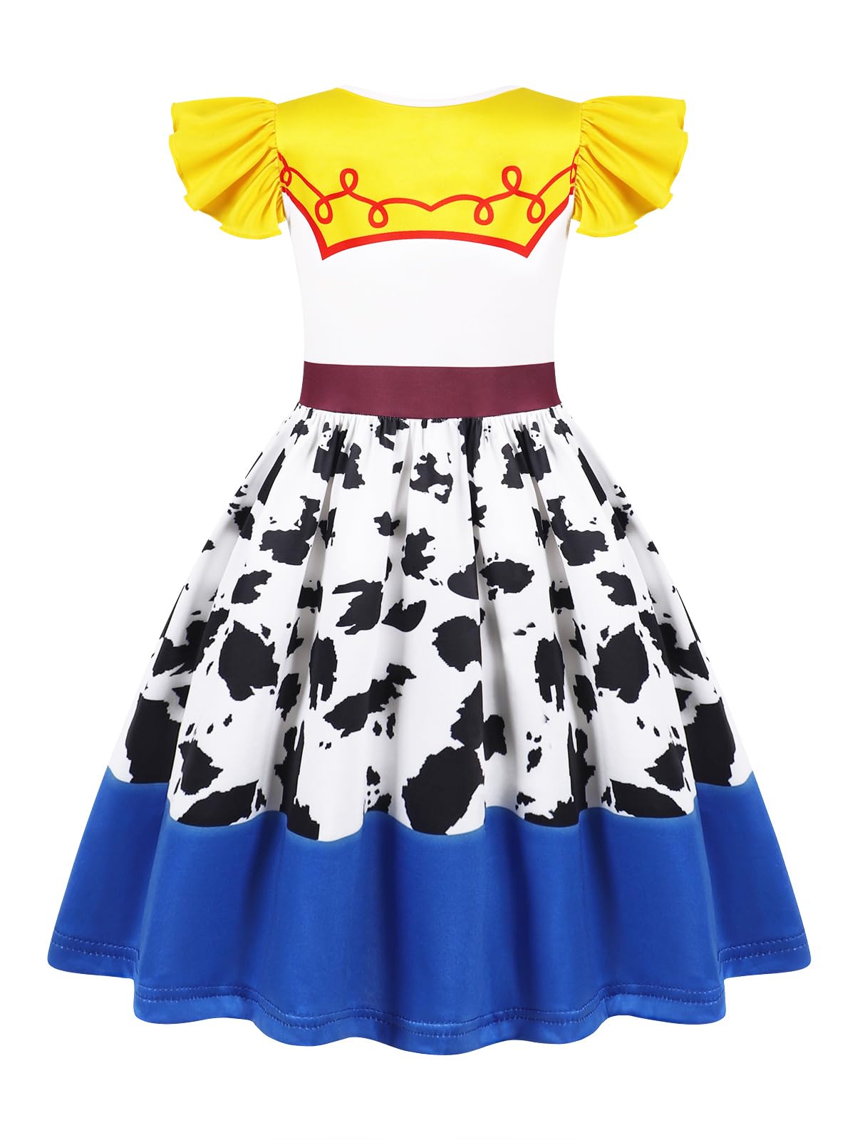 Sukyfecde cowgirl costume back view, comfortable easy-wear dress