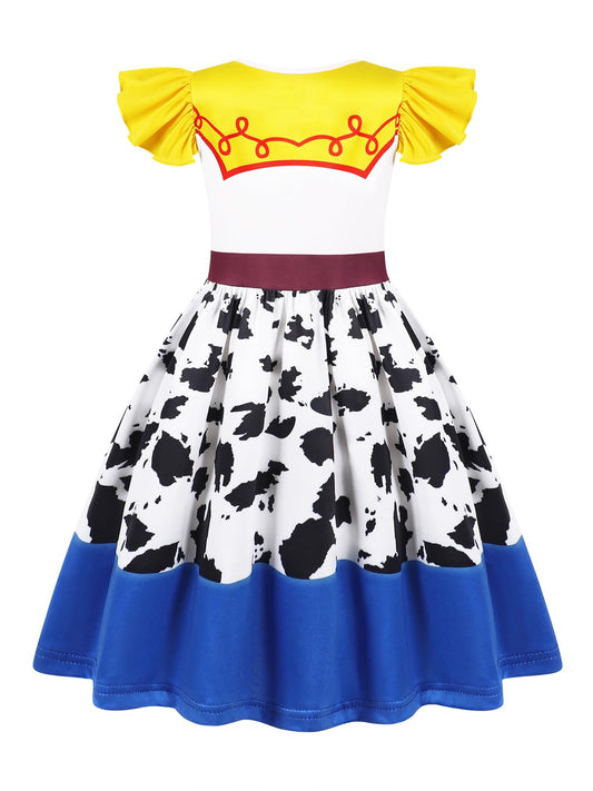 Sukyfecde cowgirl costume back view, comfortable easy-wear dress