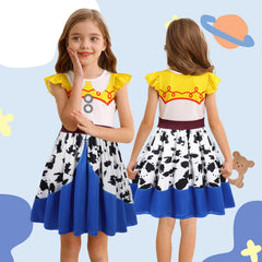 Sukyfecde cowgirl costume cartoon print, bright colors for play