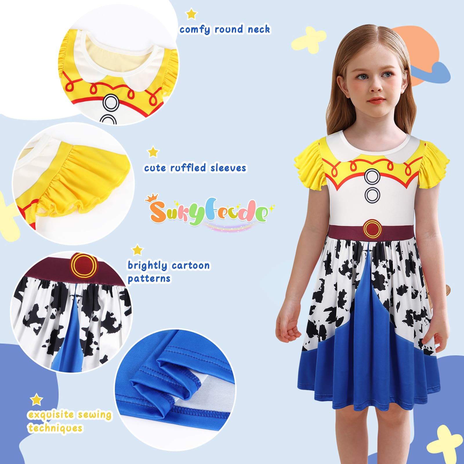 Sukyfecde cowgirl costume fabric detail, soft material for wear