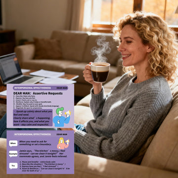 Sulieschen DBT card layout, minimal design helps find skills fast during stress.