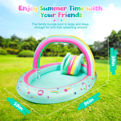 SULIFEEL Rainbow sprinkler arch sprays water for a mini water park feel.