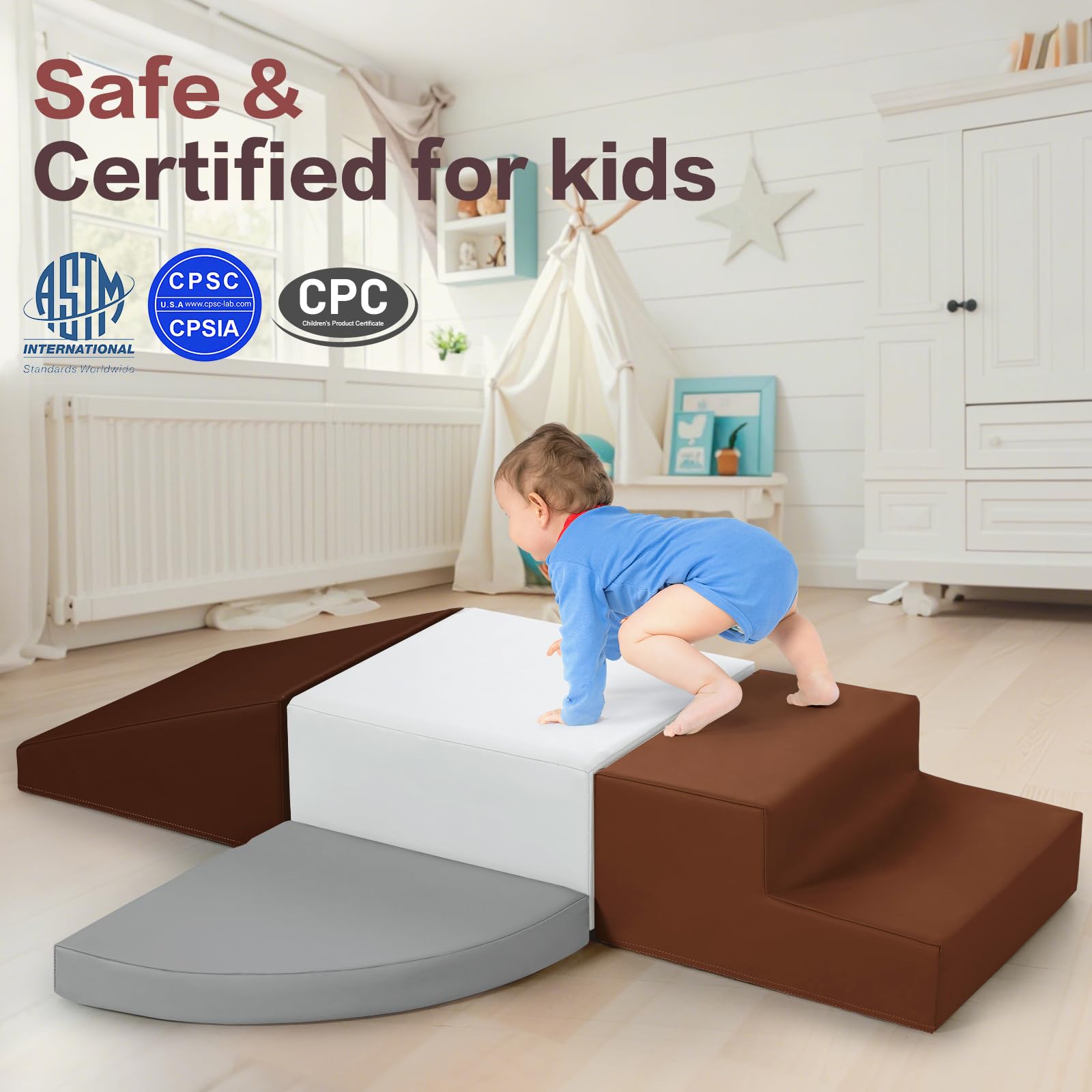 Sumbababy colorful foam blocks encourage motor skill development through play.