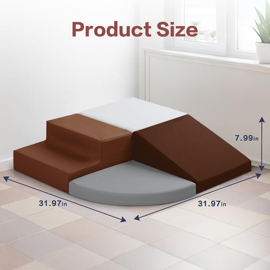 Sumbababy foam blocks with holds, ramps, and fans create versatile climbing routes.