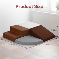 Sumbababy foam blocks with holds, ramps, and fans create versatile climbing routes.