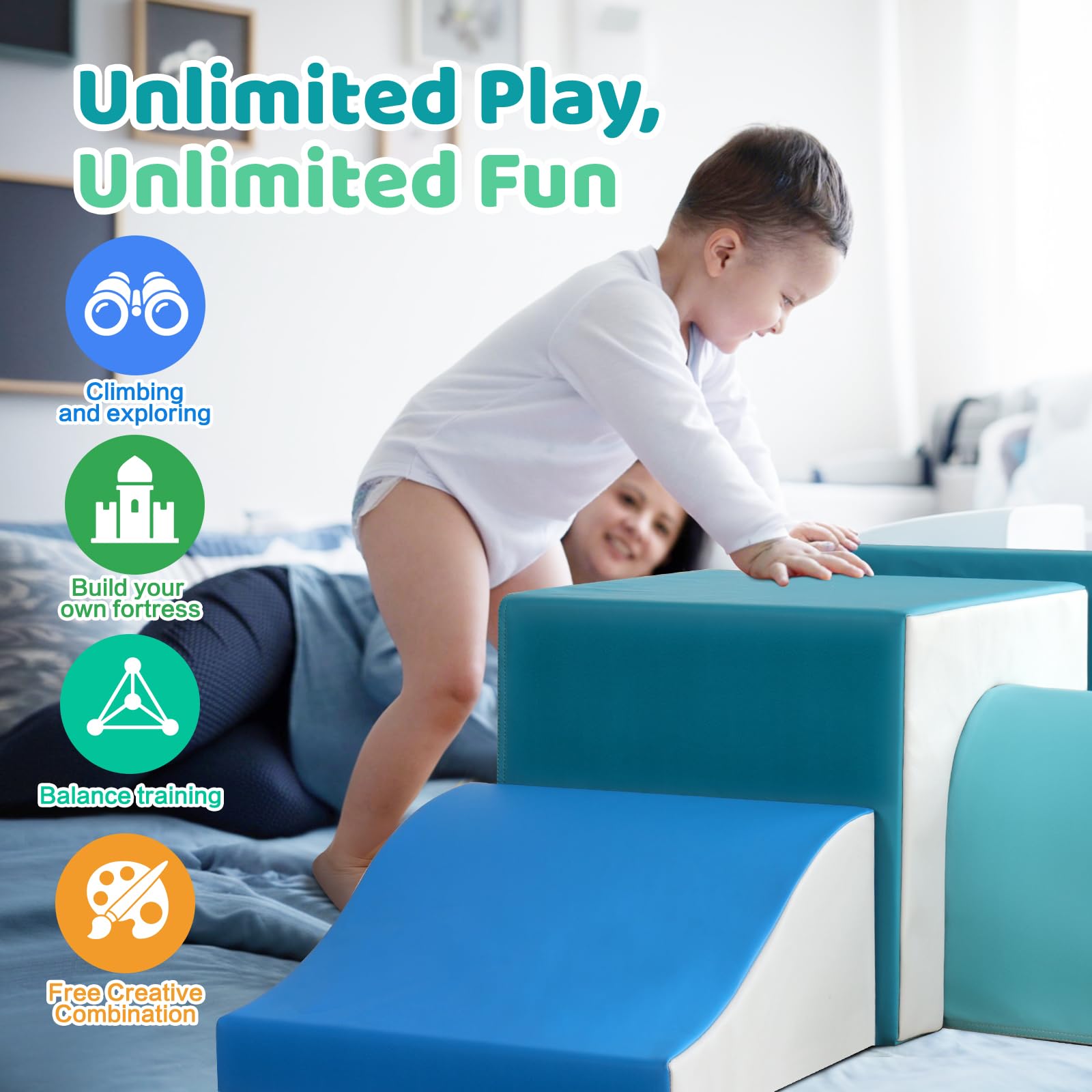 Sumbababy foam climbing block ramp offers versatile movement paths