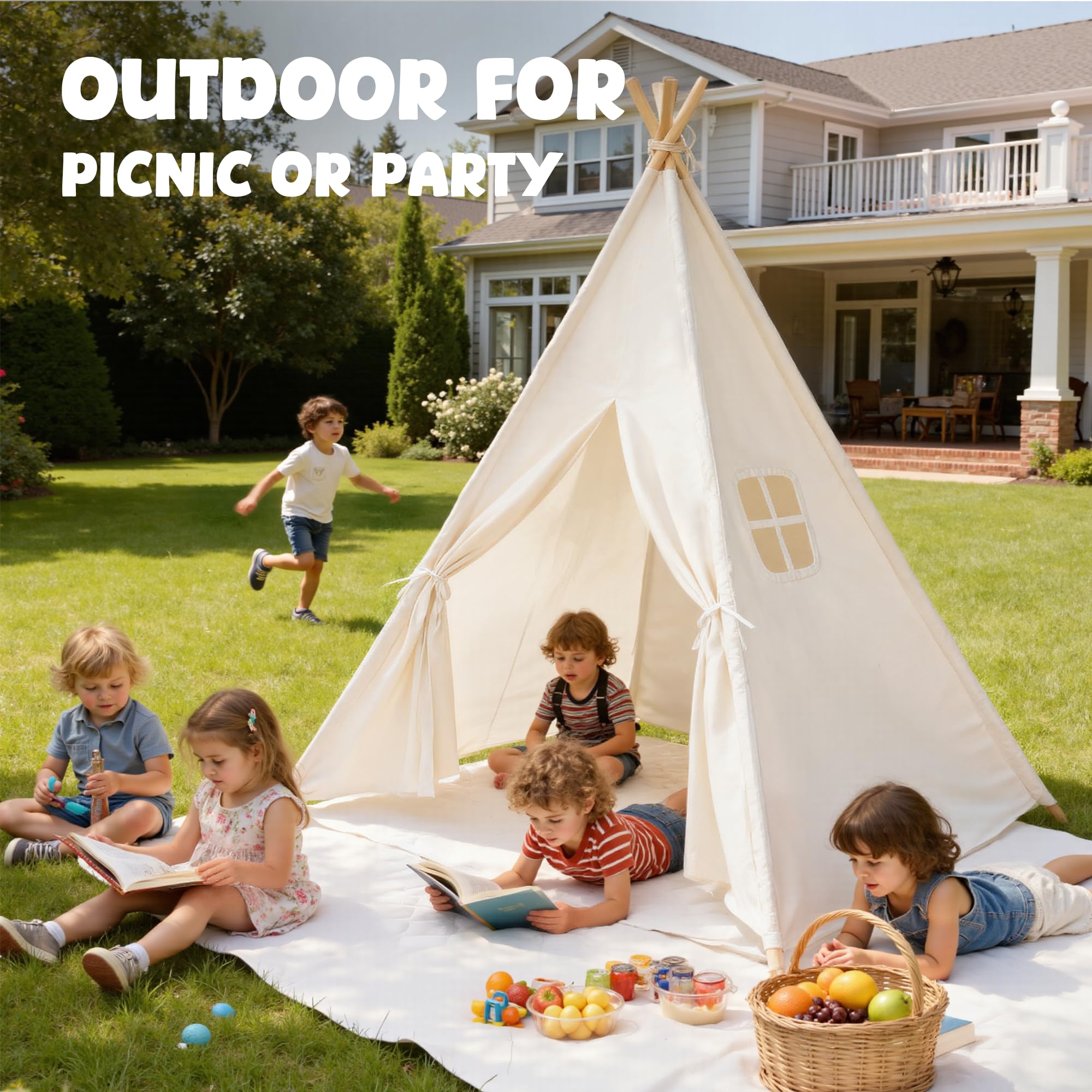 Sumbababy kids teepee provides a roomy space for friends.