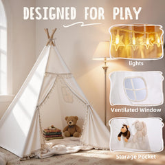 Sumbababy Kids Teepee sturdy wood poles provide stable frame for safe play.