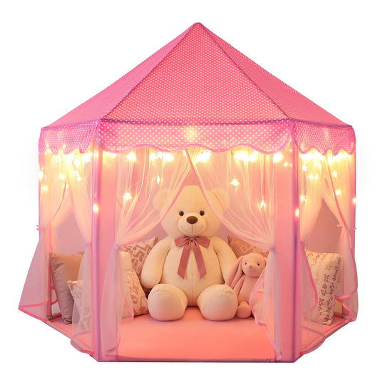 Sumbababy Princess Castle Tent pink shown in play room for imaginative fun
